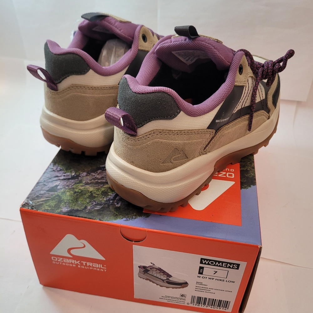 Ozark Trail Hiking Shoes Womens 7 Waterproof Low Top Beige Purple WMOT25GX001 - Picture 4 of 9